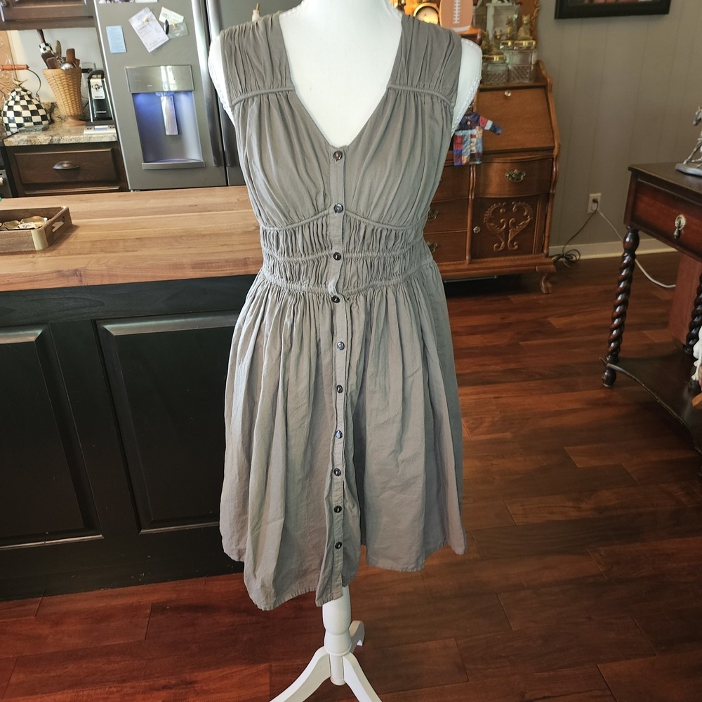 Lucky Brand Broomstick Mini Dress XS Olive Feminine Cottagecor 100% Cotton